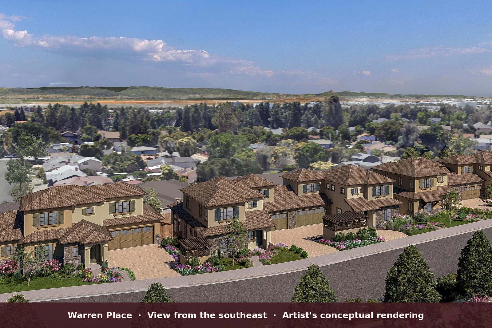 Warren Place, architect's conceptual rendering viewed from the southeast